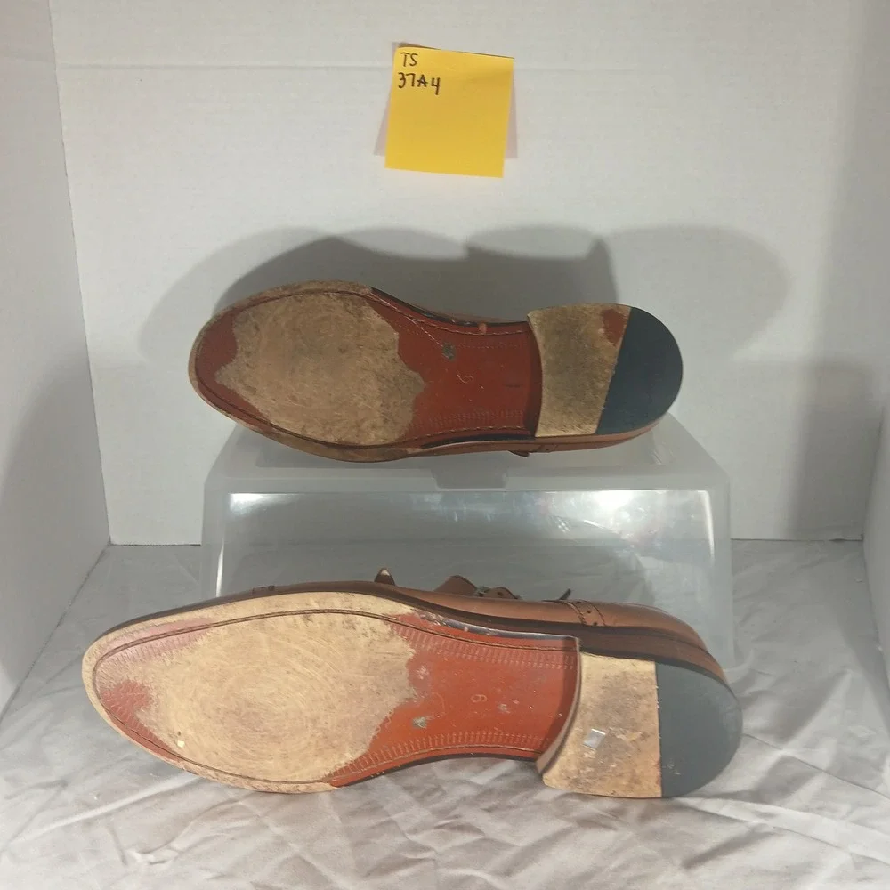 Express Men Leather‎ Double Monk Strap Cap Toe Dress Shoes Brown Size 9
